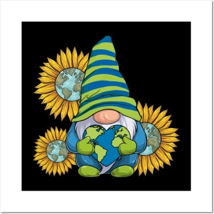 Sunflower Gnome With Heart Earth Day Posters and Art